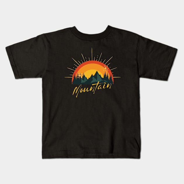 Radiant Mountain Dawn: A Semicircle of Sunrise Colors Kids T-Shirt by Teeeshirt